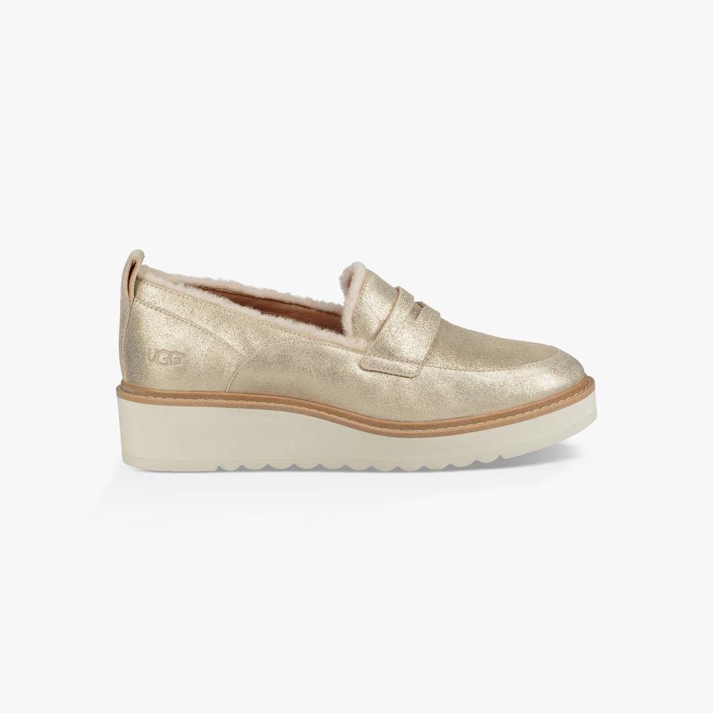 Loafers UGG Atwater Metallic Femme Doré Soldes 988KARDL